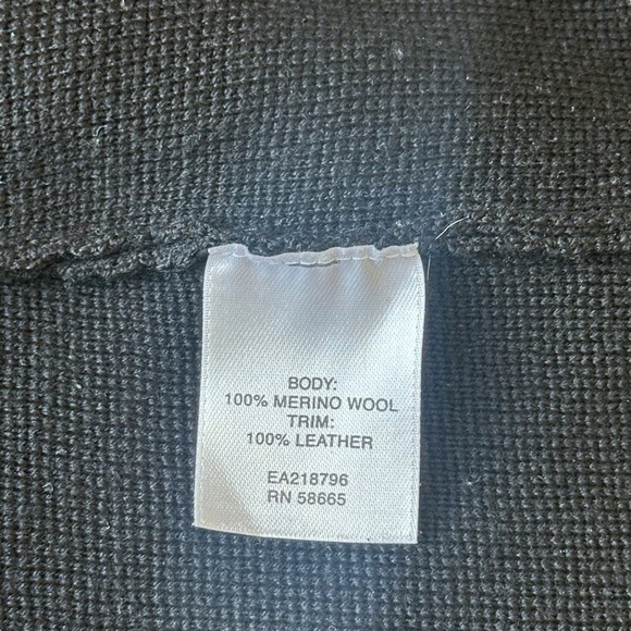 Classiques Entier Merino Wool Leather Trim Knit Cardigan Black Women’s Small - Picture 5 of 5